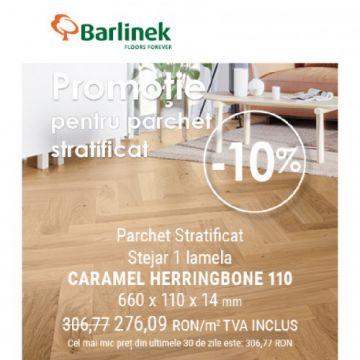 Parchet Triplu Stratificat - Barlinek - Stejar Caramel Herringbone 110 - Pure Classico Line