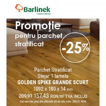 Parchet Triplu Stratificat - Barlinek - Stejar Golden Spike Grande Scurt - Pure Line